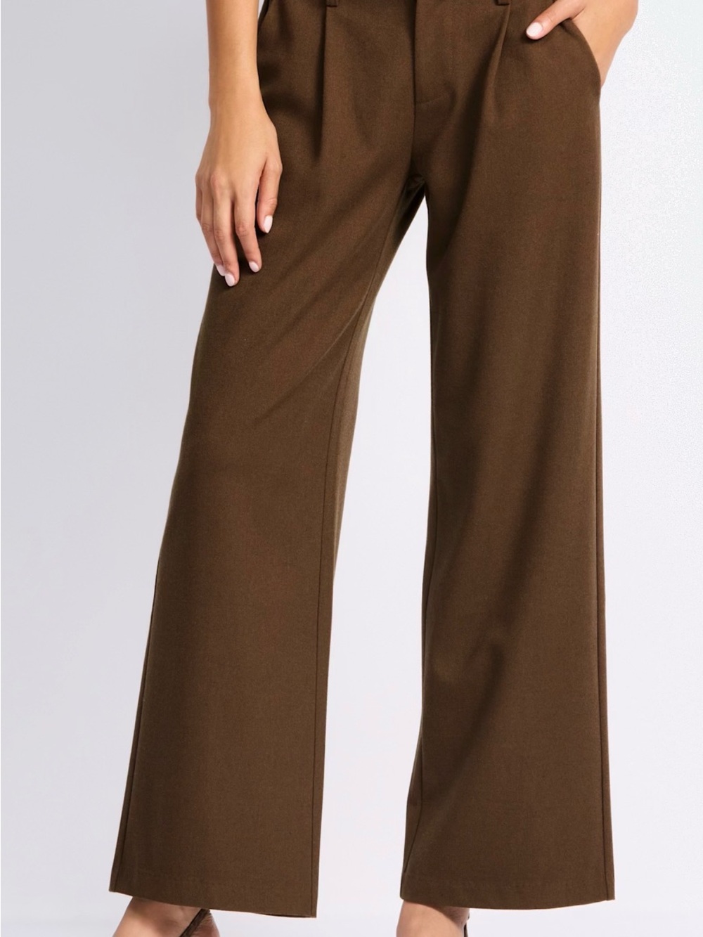 KanCan Mid-Rise Wide Leg Pants in Brown, Size 12